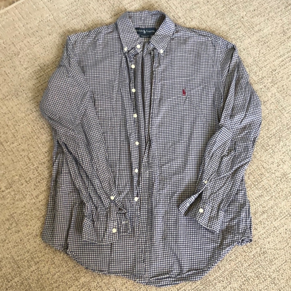 Polo Ralph Lauren Men's Large Shirt L/S Classic Fit Cotton Plaid Button Up